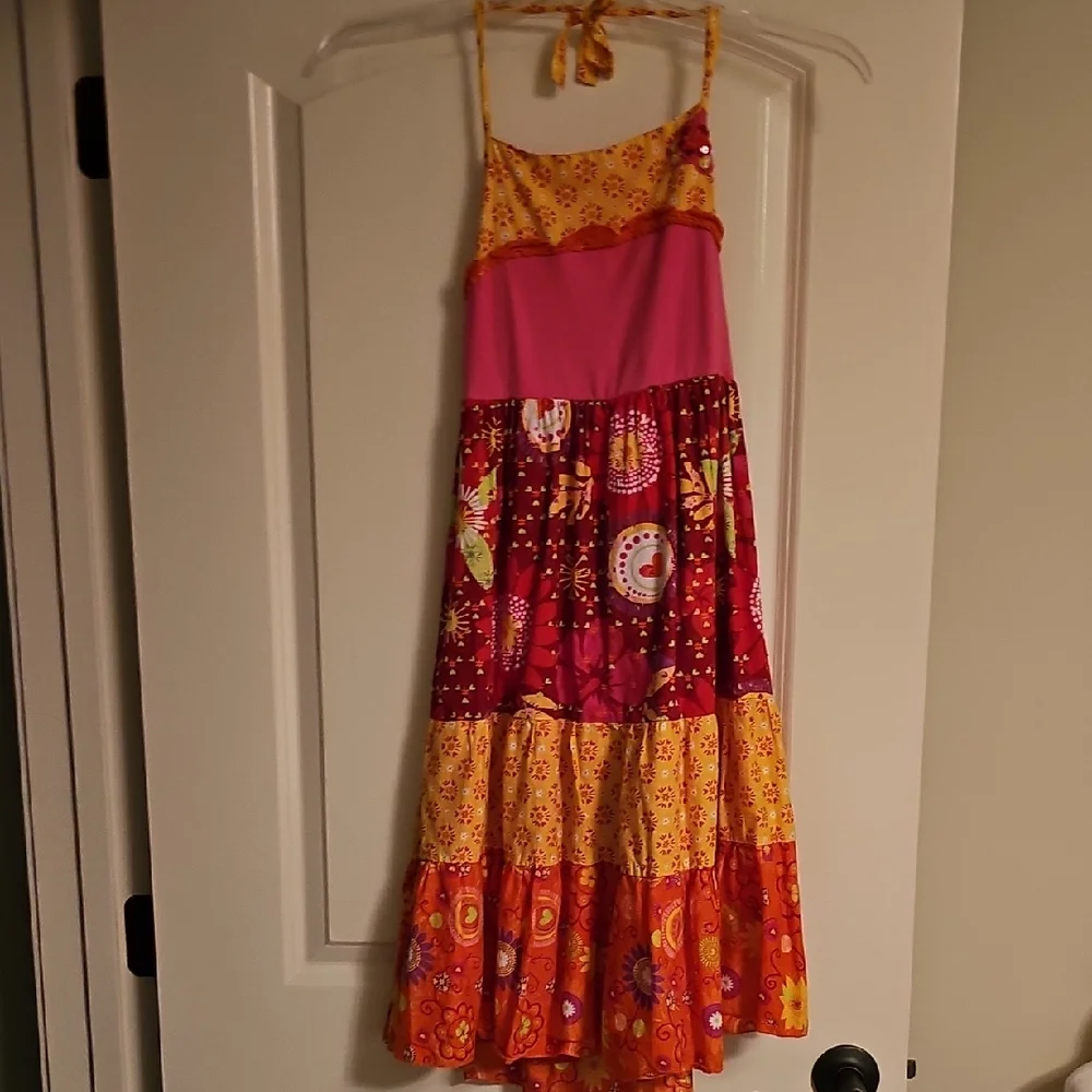 VTG Colorful 14 girls Dress TCP floral maxi  cotton